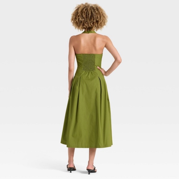 NWT a new day Women's Halter Dress- Olive Size S - Picture 2 of 5